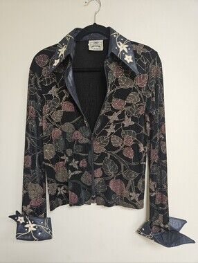 1849 AUTHENTIC RANCHWEAR Western Rodeo Pleasure Show Rail Shirt Zip Up Top Sz M